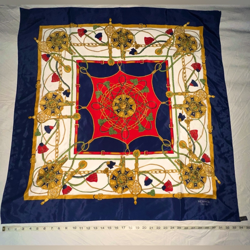 Vintage Authentic, HERMES Paris, multi-colored, ladies 100% Silk SCARF